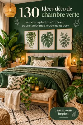 Chambre moderne avec décoration verte et plantes d'intérieur