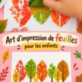 Des impressions colorées de feuilles réalisées par des enfants, mettant en valeur leur créativité.