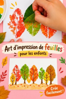 Des impressions colorées de feuilles réalisées par des enfants, mettant en valeur leur créativité.