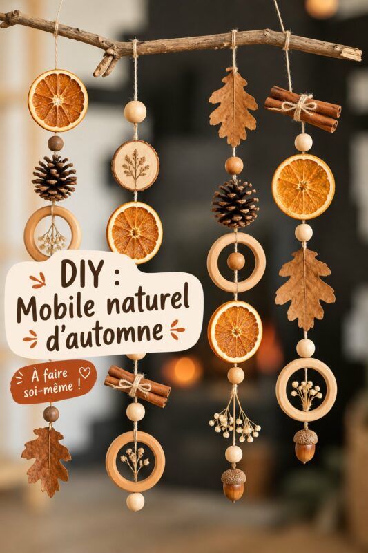 Mobile d'automne naturel suspendu dans un intérieur cosy