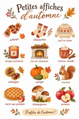 Petites affiches d'automne accrochées au mur d'une salle cosy