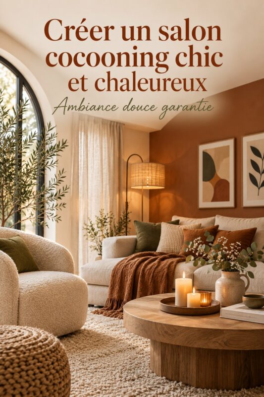 Salon beige cosy et élégant avec des touches de luxe