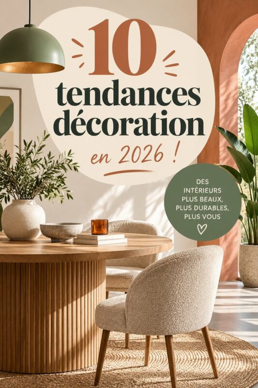 Intérieur cozy avec des éléments décoratifs représentant les tendances de 2026.