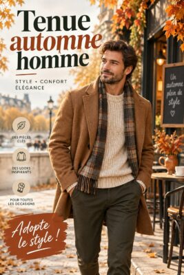 Homme élégamment habillé pour l'automne avec des vêtements chauds et stylés.