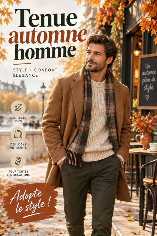 Homme élégamment habillé pour l'automne avec des vêtements chauds et stylés.