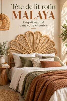 Tête de lit en rotin Malaya apportant une touche chaleureuse à une chambre",