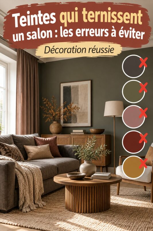 Salon cosy avec des couleurs accueillantes, sans teintes ternes.