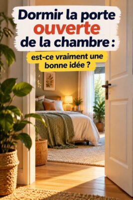 Chambre cozy avec porte ouverte sur l'extérieur, créant une ambiance apaisante