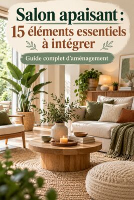 Salon cosy avec des couleurs apaisantes et du mobilier confortable