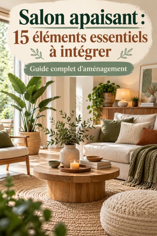 Salon cosy avec des couleurs apaisantes et du mobilier confortable