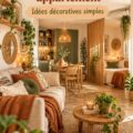 Un appartement de style bohème avec des couleurs chaleureuses et des décorations uniques.