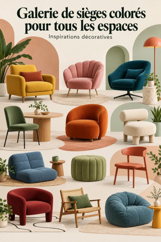 Un salon cosy avec des sièges colorés et accueillants.