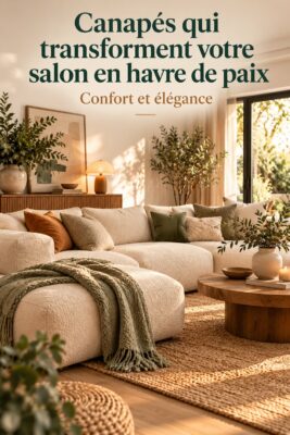 Un salon chaleureux avec un canapé cozy en velours.