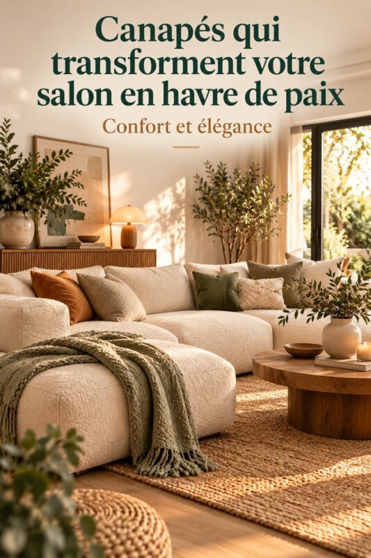 Un salon chaleureux avec un canapé cozy en velours.